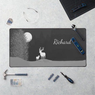 Deer on Moon Lit Hill Personal Desk Mat