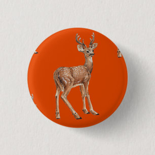 Deer on red 1 inch round button