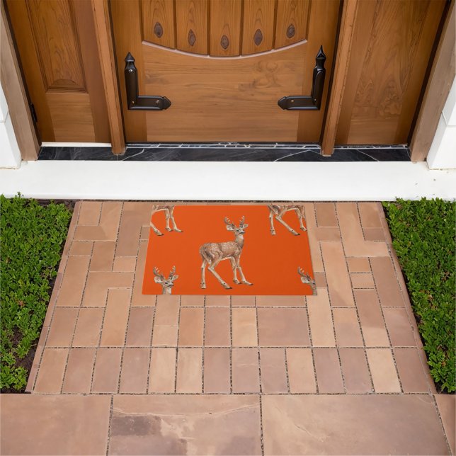 Deer on red doormat (Outdoor)