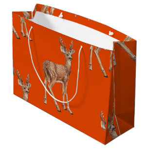 Deer on red large gift bag