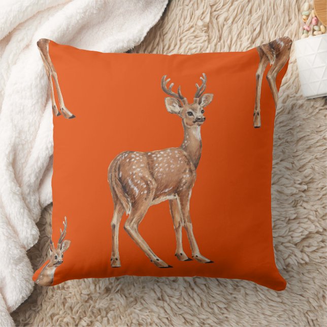 Deer on red throw pillow (Blanket)