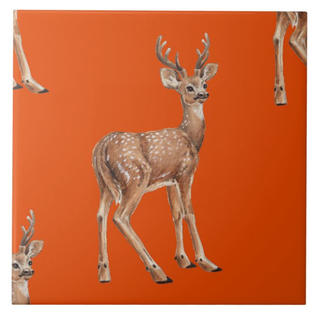 Deer on red tile (Front)