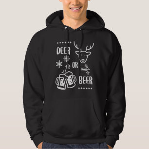 Deer or Beer Funny Holiday Design (white) Hoodie