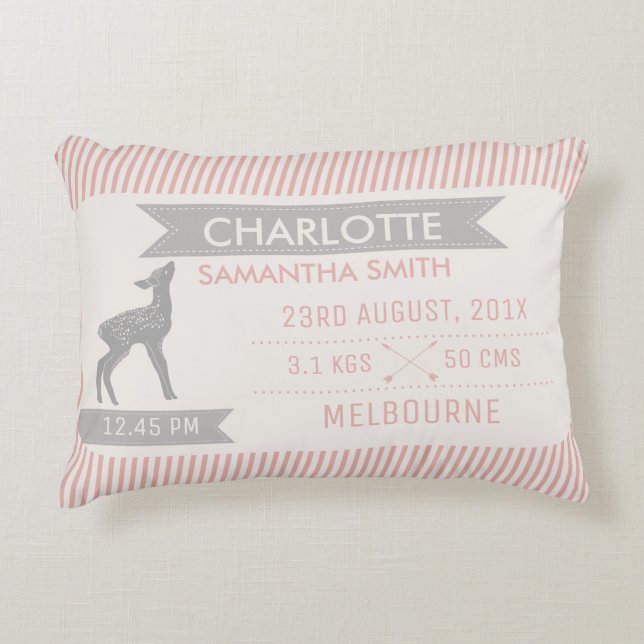 Deer or Faun Birth Announcement Cushion (Front)