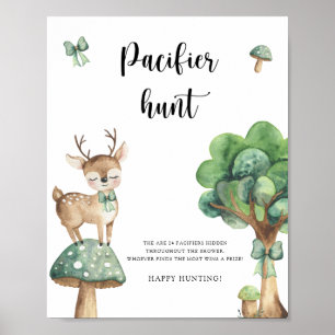 Deer - pacifier hunt baby shower game poster