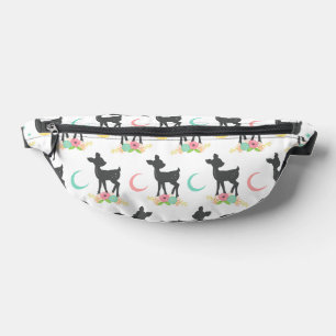 Deer Pattern, Baby Deer, Boho, Flowers, Moon Fanny Pack