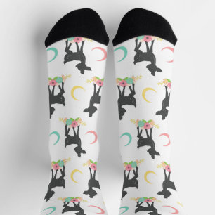 Deer Pattern, Baby Deer, Boho, Flowers, Moon Socks