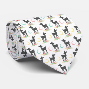 Deer Pattern, Baby Deer, Boho, Flowers, Moon Tie
