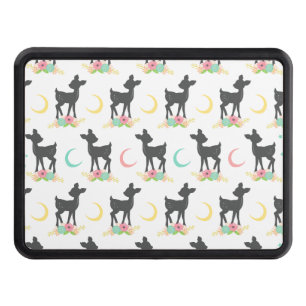 Deer Pattern, Baby Deer, Boho, Flowers, Moon Trailer Hitch Cover
