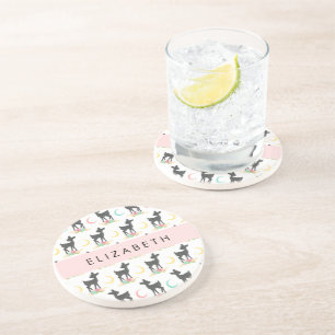 Deer Pattern, Baby Deer, Boho, Flowers, Your Name Coaster