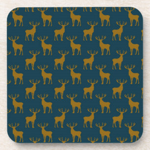 Deer Pattern Brown and Blue Coaster