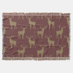 Deer Pattern in Brown Throw Blanket