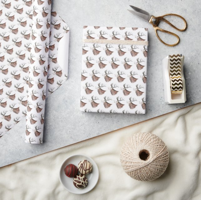 Deer Pattern Watercolor Rustic Christmas Wrapping  Paper (Crafts)