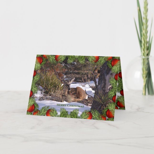 Deer Peace Love Joy Wildlife Christmas Card (Front)