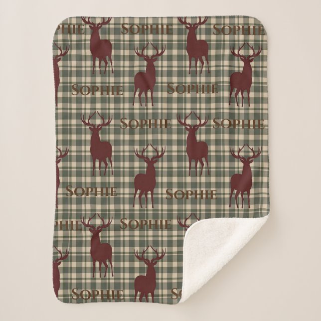 Deer Personalized Sherpa Blanket (Front)