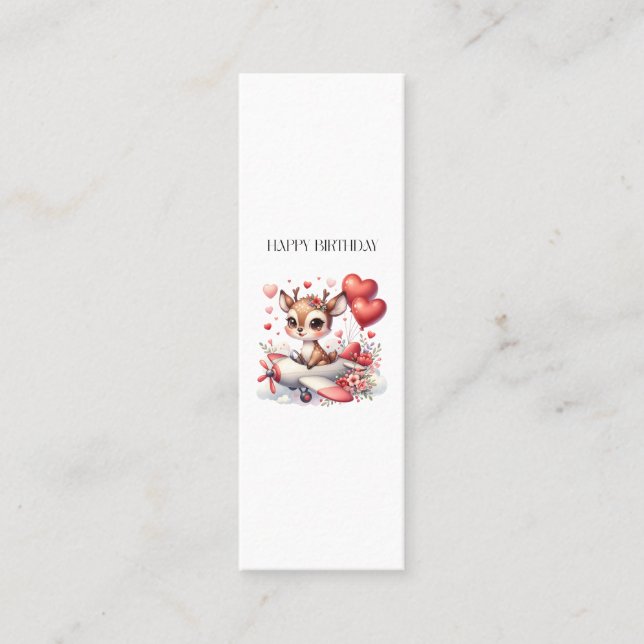 Deer Pilot Birthday Calling Card (Front)