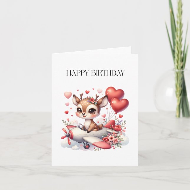 Deer Pilot Birthday Card (Front)