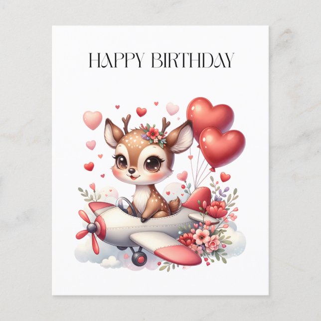Deer Pilot Birthday Flyer (Front)