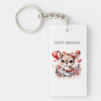 Deer Pilot Birthday Keychain