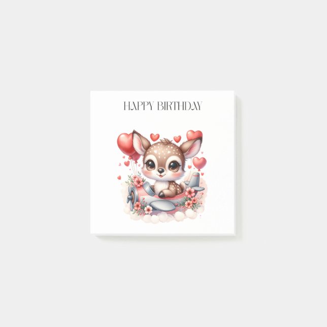 Deer Pilot Birthday Post-it Notes (Front)
