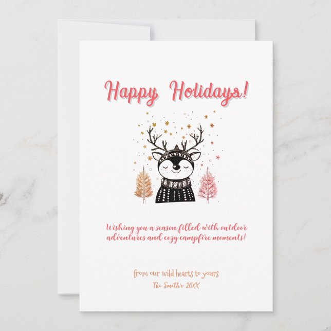 Deer Pine Tree Holiday Art Decor Outdoor Adventure Card (Front)