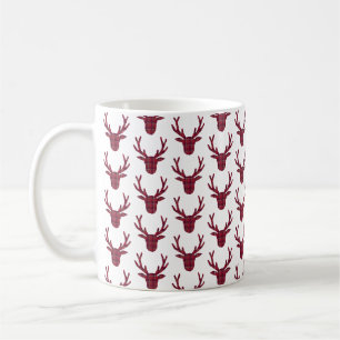 Deer Plaid Dark Red Burgundy Coffee Mug