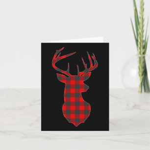 Deer Plaid Red Reindeer Buck Christmas Xmas  Card