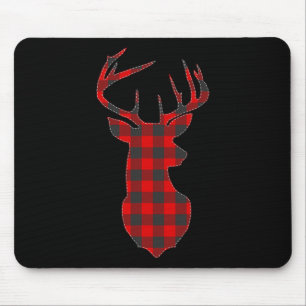 Deer Plaid Red Reindeer Buck Christmas Xmas Mouse Pad