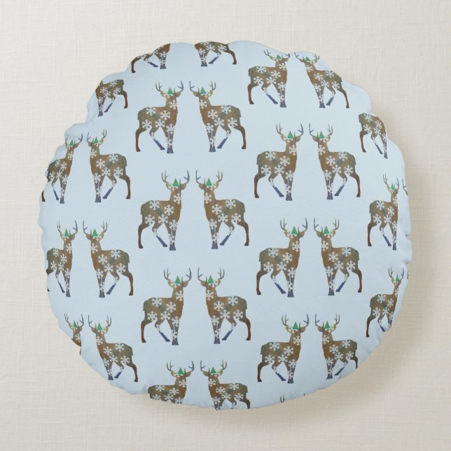 Deer  Polyester Round throw cushion (Front)