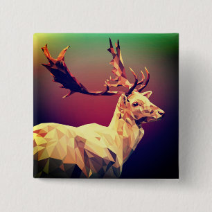 Deer Polygon Design 2 Inch Square Button