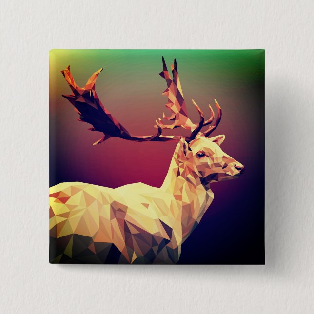 Deer Polygon Design 2 Inch Square Button (Front)