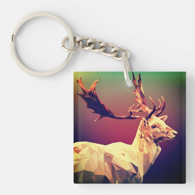 Deer Polygon Design Keychain (Front)