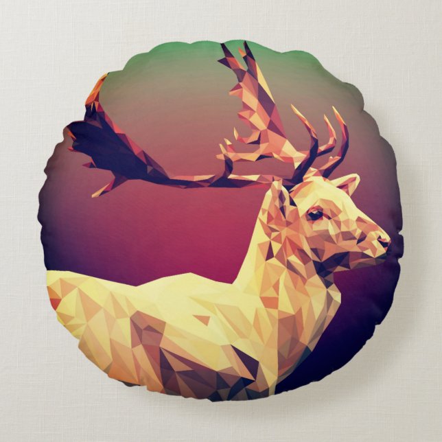 Deer Polygon Design Round Pillow (Front)