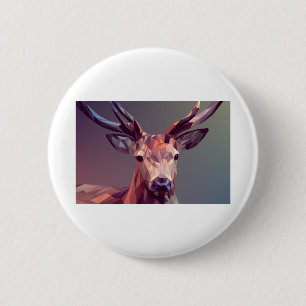 Deer Polygons Art Design Graphic Animal Stag 2 Inch Round Button