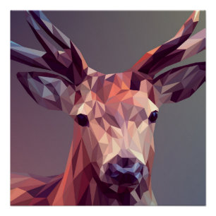 Deer Polygons Art Design Graphic Animal Stag Postc Poster