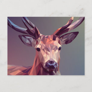 Deer Polygons Art Design Graphic Animal Stag Postcard
