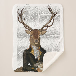Deer Portrait Sherpa Blanket