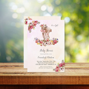 Deer Rabbit Baby Shower Boho Chic Floral Invitation