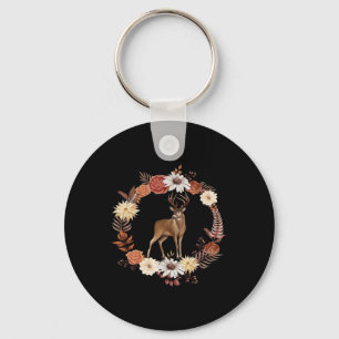 Deer, Reindeer, Fall, Autumn Leaves Flowers, Cute Keychain