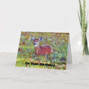 Deer Resting in Meadow Art Birthday Card