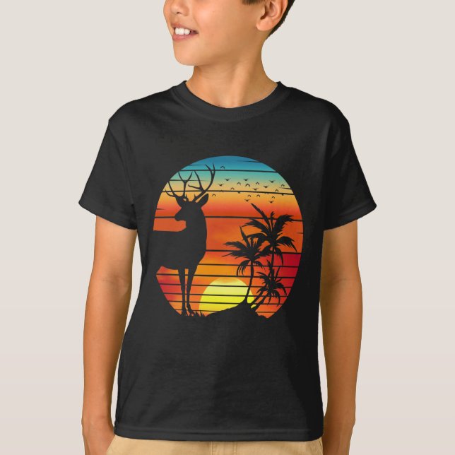 DEER RETRO SUNSET  T-Shirt (Front)