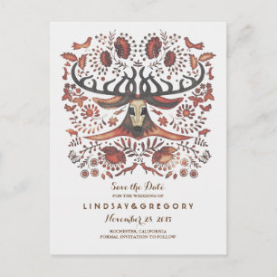Deer Rustic Woodland Animals Save the Date Announcement Postcard