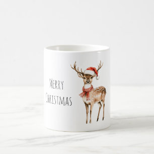 Deer Santa Hat Scarf Christmas Coffee Mug