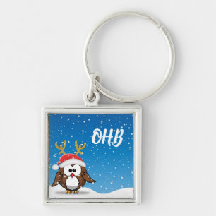 Deer Santa Owl Keychain