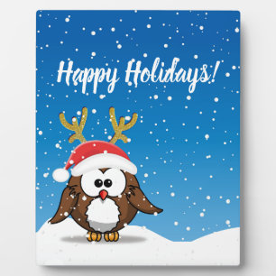 Deer Santa Owl Plaque