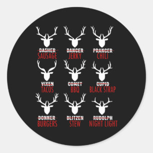 Deer Sausage Jerky Chili Tacos Bbq Classic Round Sticker