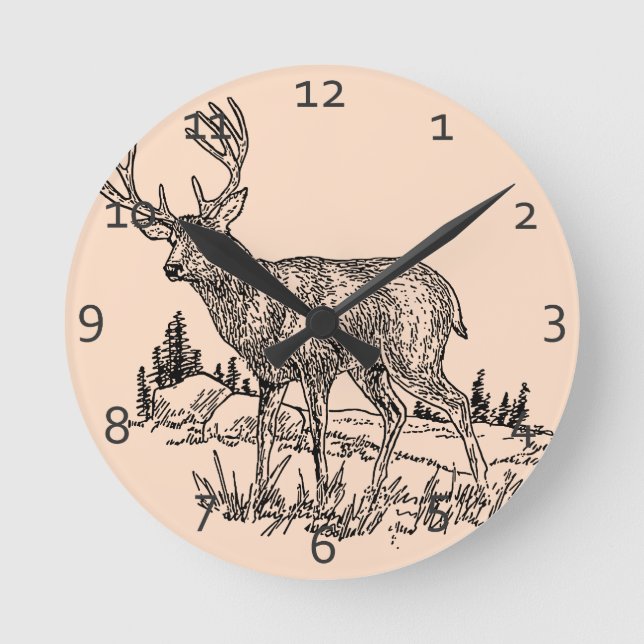 Deer Scene Round Clock (Front)