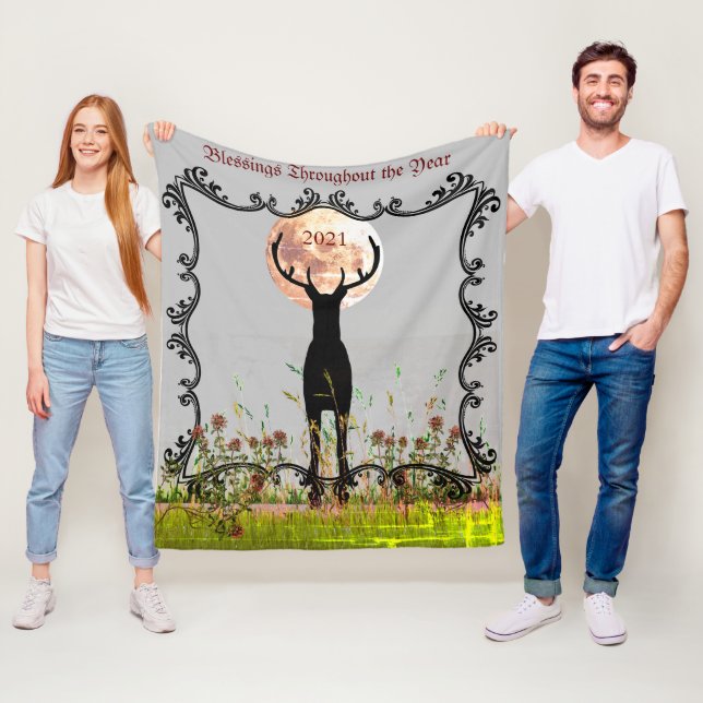 Deer Season Cabin  Customizable 2022 Throw Fleece Blanket (In Situ)