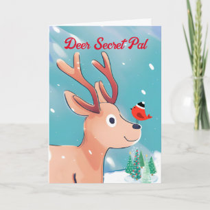 Deer Secret Pal Christmas Baby Deer in the Snow Card