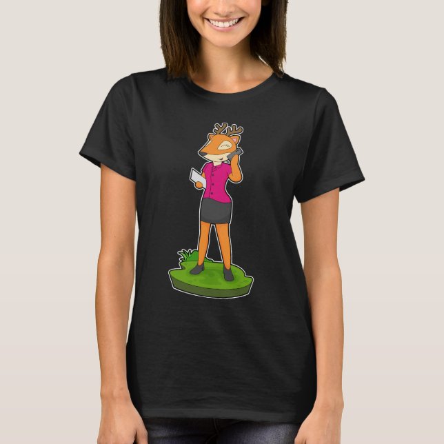 Deer Secretary Phone T-Shirt (Front)